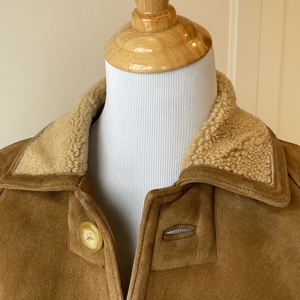 RALPH LAUREN Black Label Shearling Tan Leather jacket, Size 10 - Picture 9 of 16